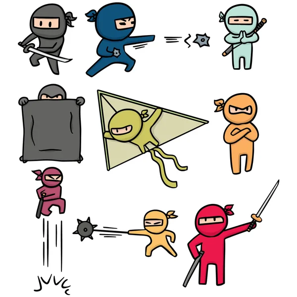 Vector set ninja — Stockvector