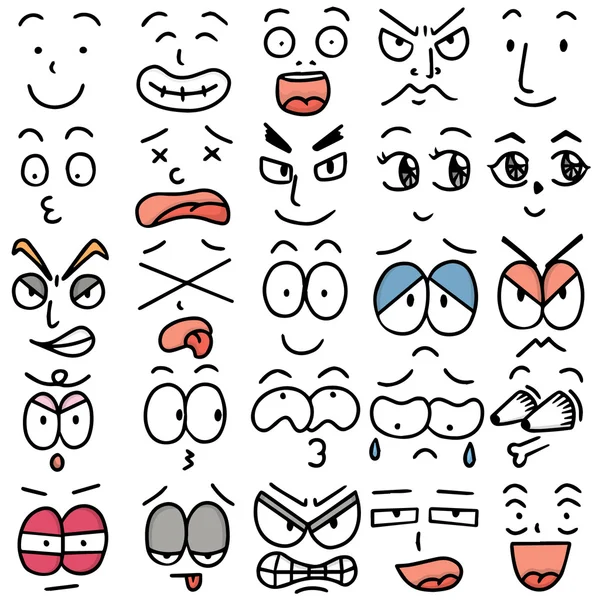 Vector conjunto de caras de dibujos animados — Archivo Imágenes Vectoriales