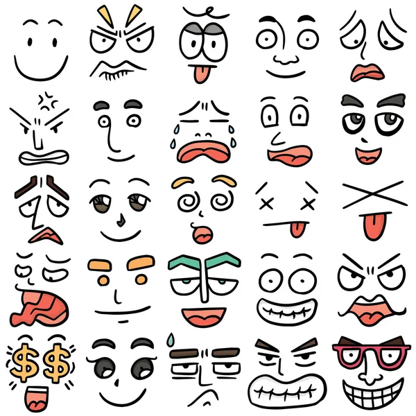 Vector conjunto de cara de dibujos animados — Vector de stock