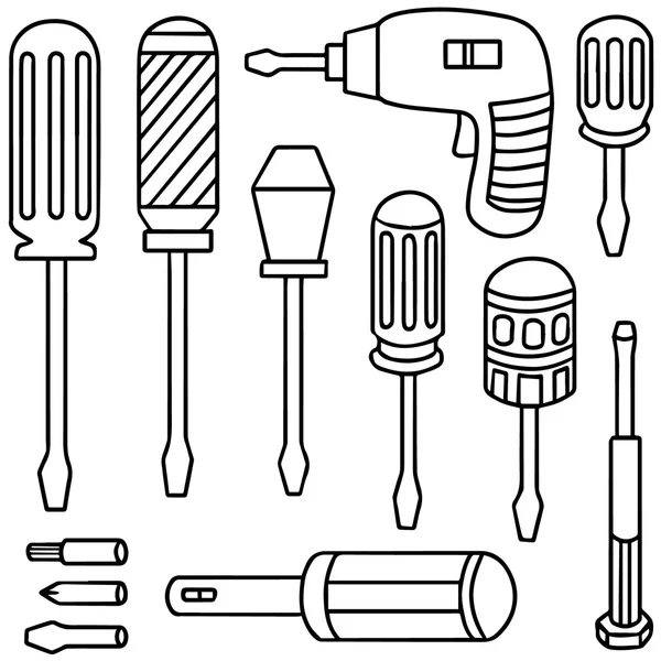 Vector set schroevendraaiers — Stockvector