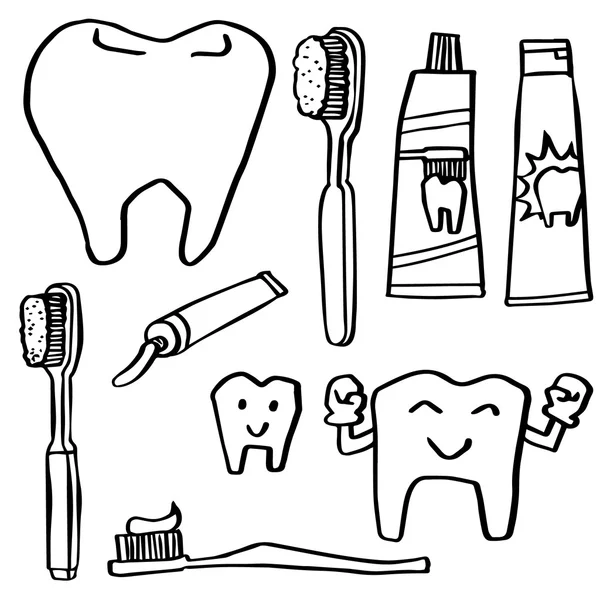 Ząb, ząb wektor zestaw ikon — Wektor stockowy