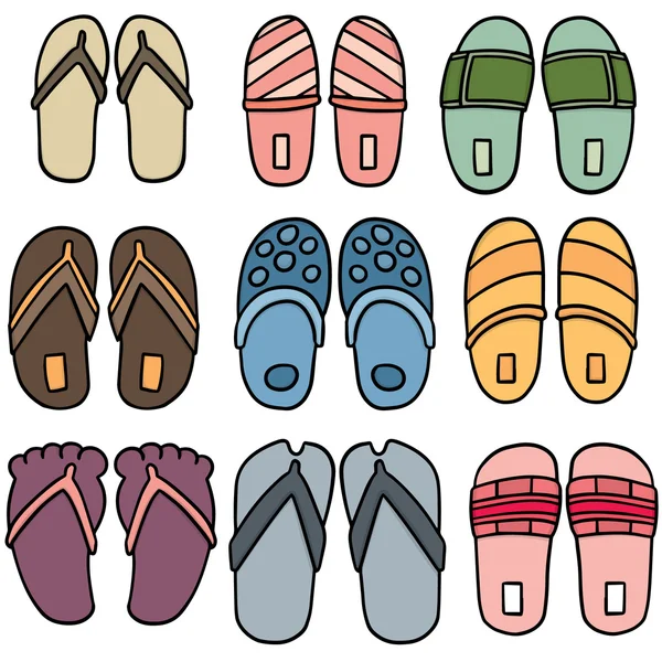 Vector set of slippers — Stock Vector