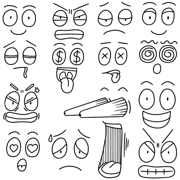 ( 영어 ) A vector set of cartoon face — 스톡 벡터