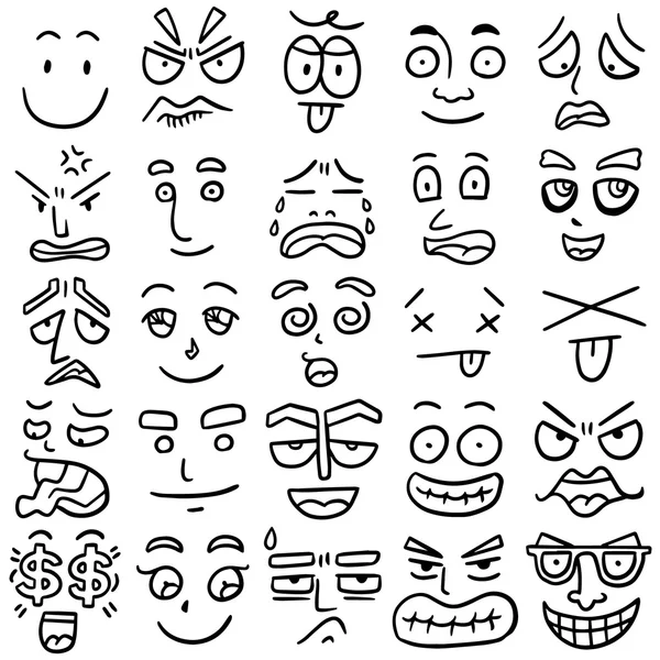 Vektor uppsättning av tecknad ansikte — Stock vektor