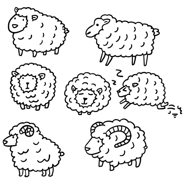 Conjunto vetorial de ovinos — Vetor de Stock