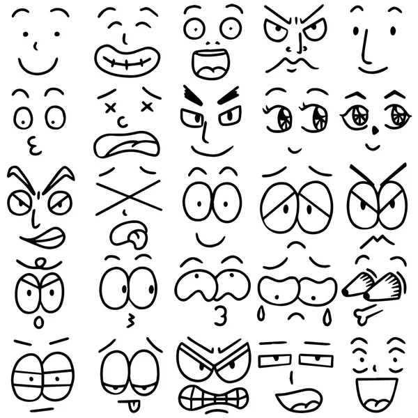 vektör çizgi film yüzleri kümesi