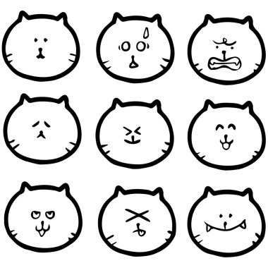kedi yüz vektör kümesi