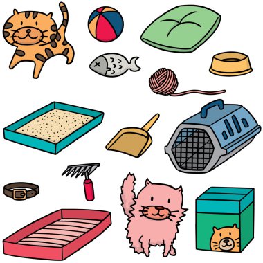 vektör set kedi aksesuarları