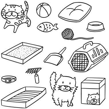 vektör set kedi aksesuarları