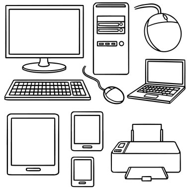 bilgisayar kümesi vektör, akıllı aygıt ve bilgisayar aksesuarları
