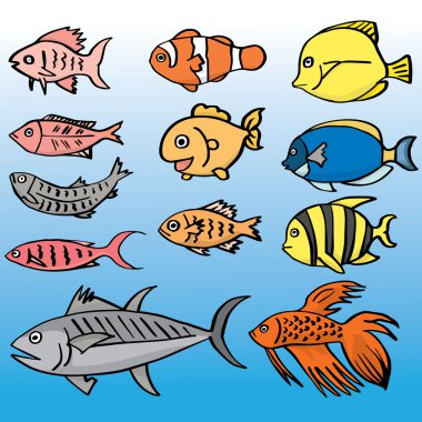 vektör set balık