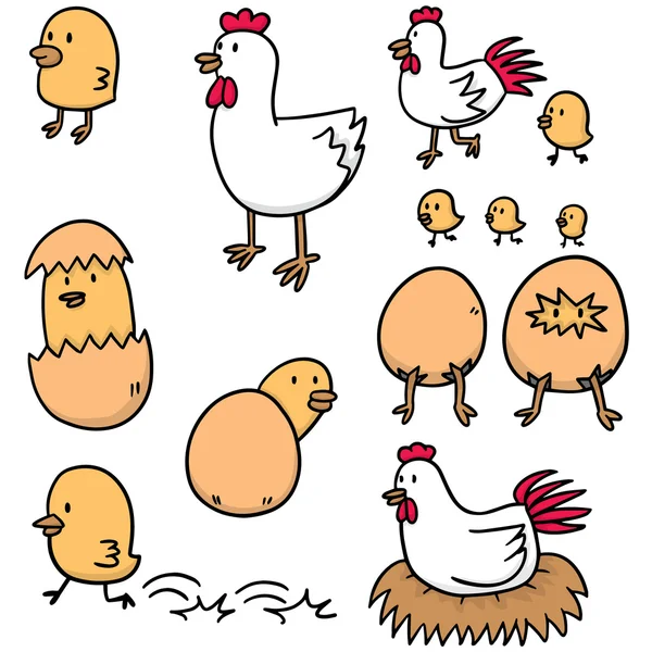 Set vectorial de pui și ou — Vector de stoc