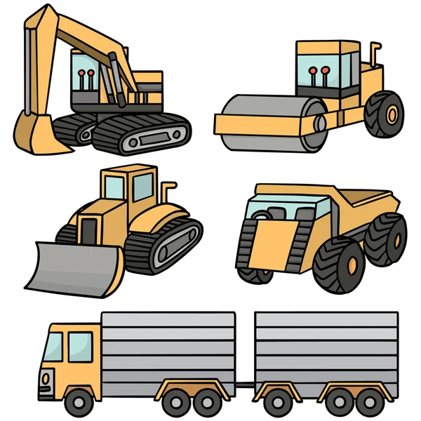 Векторный набор строительных грузовиков — стоковый вектор