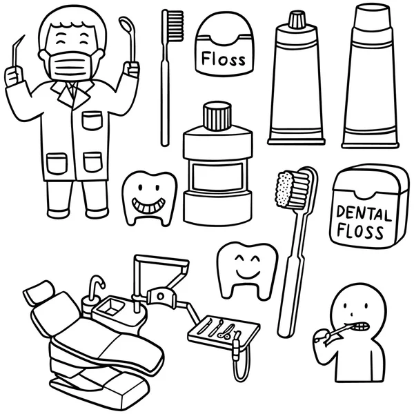 Vector set of dentist and tooth care set — Stock Vector