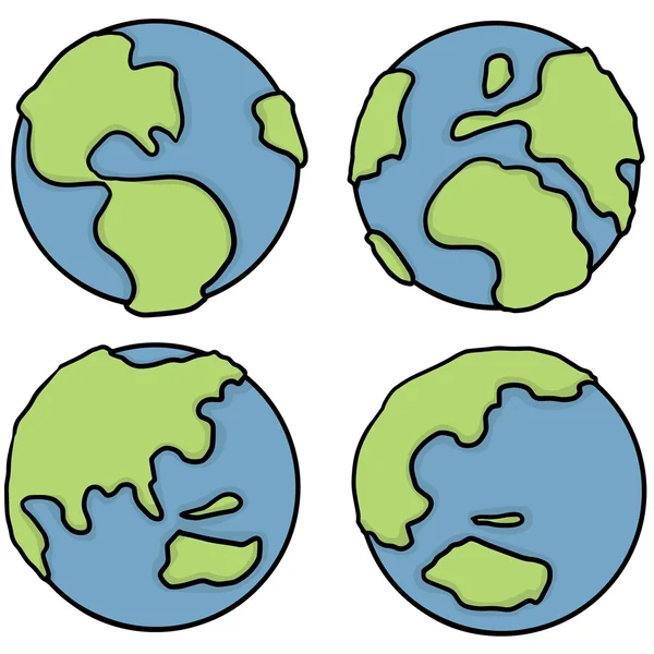 向量集的卡通地球 — 图库矢量图片