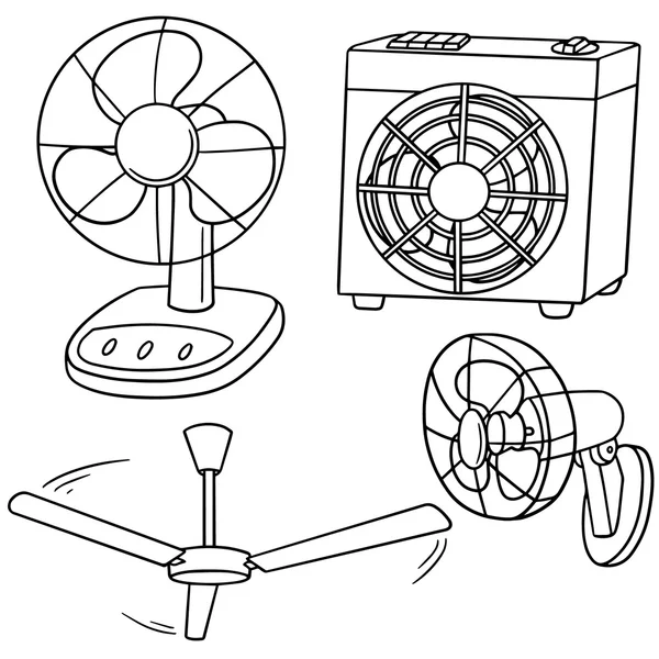 Conjunto vetorial de ventilador — Vetor de Stock