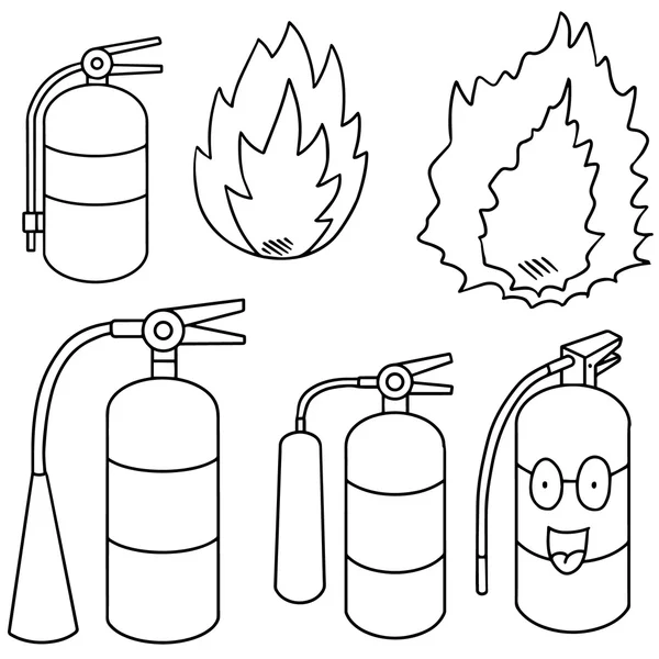 Conjunto vetorial de extintor de incêndio — Vetor de Stock
