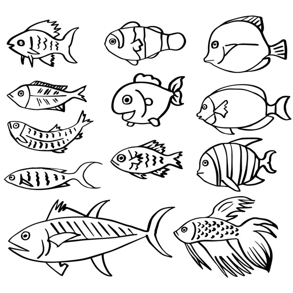 Jeu vectoriel de poissons — Image vectorielle