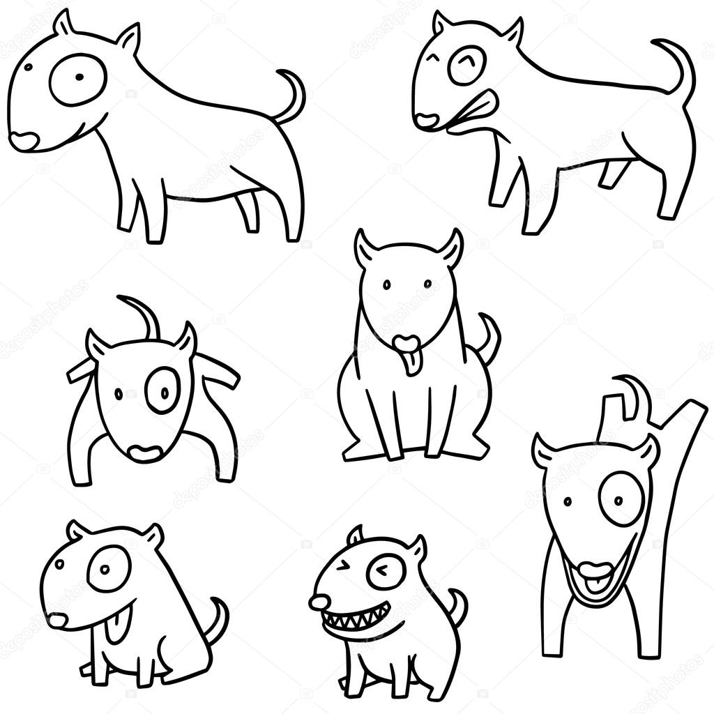 vector set of dog, bull terrier