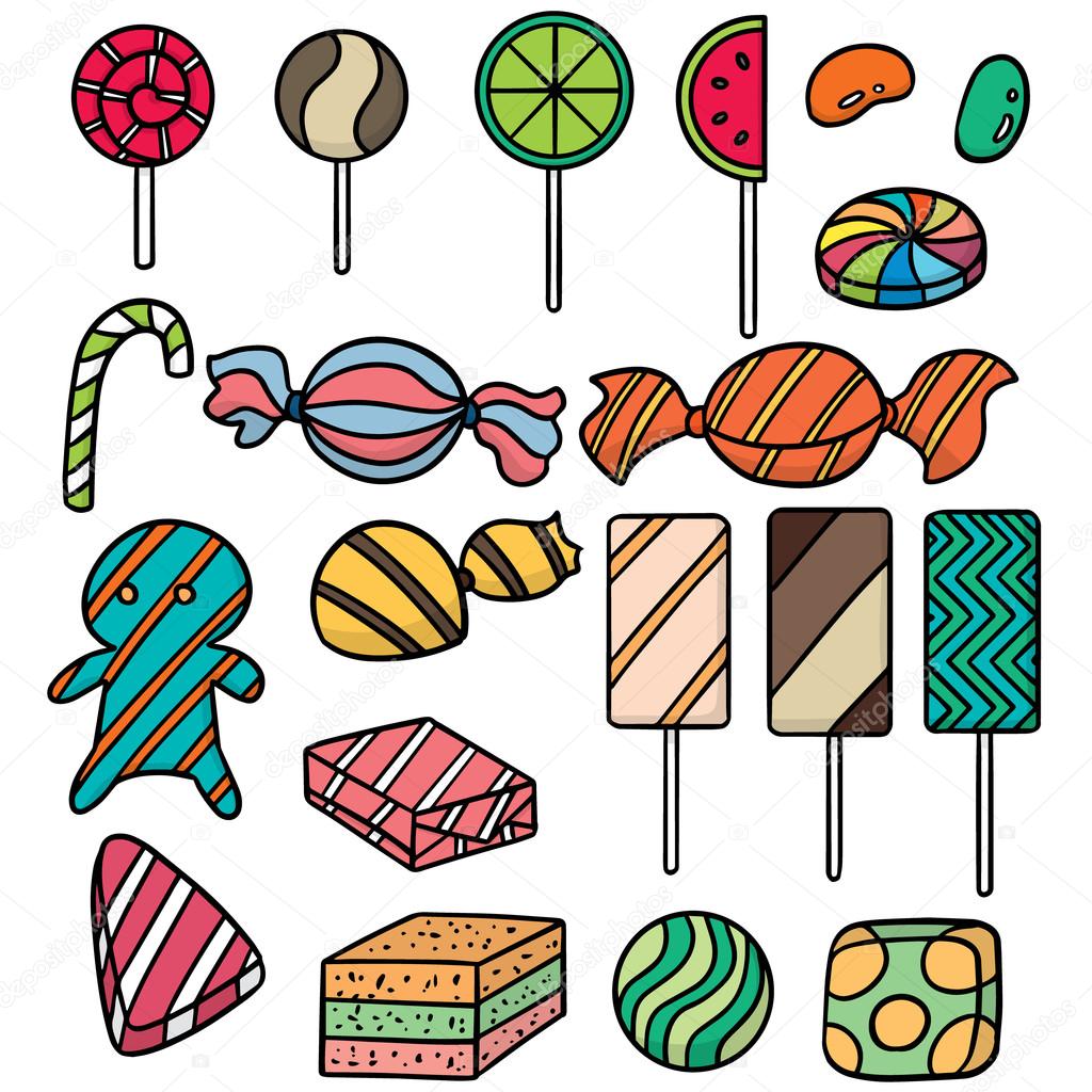 vector set of sweets and candies