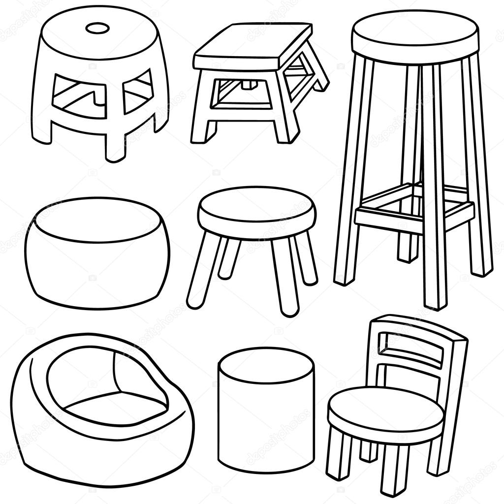 vector set of chair