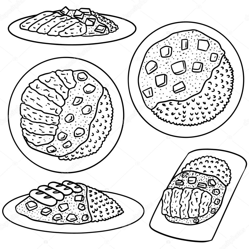 Vector set of curry rice — Stock Vector © ourlifelooklikeballoon