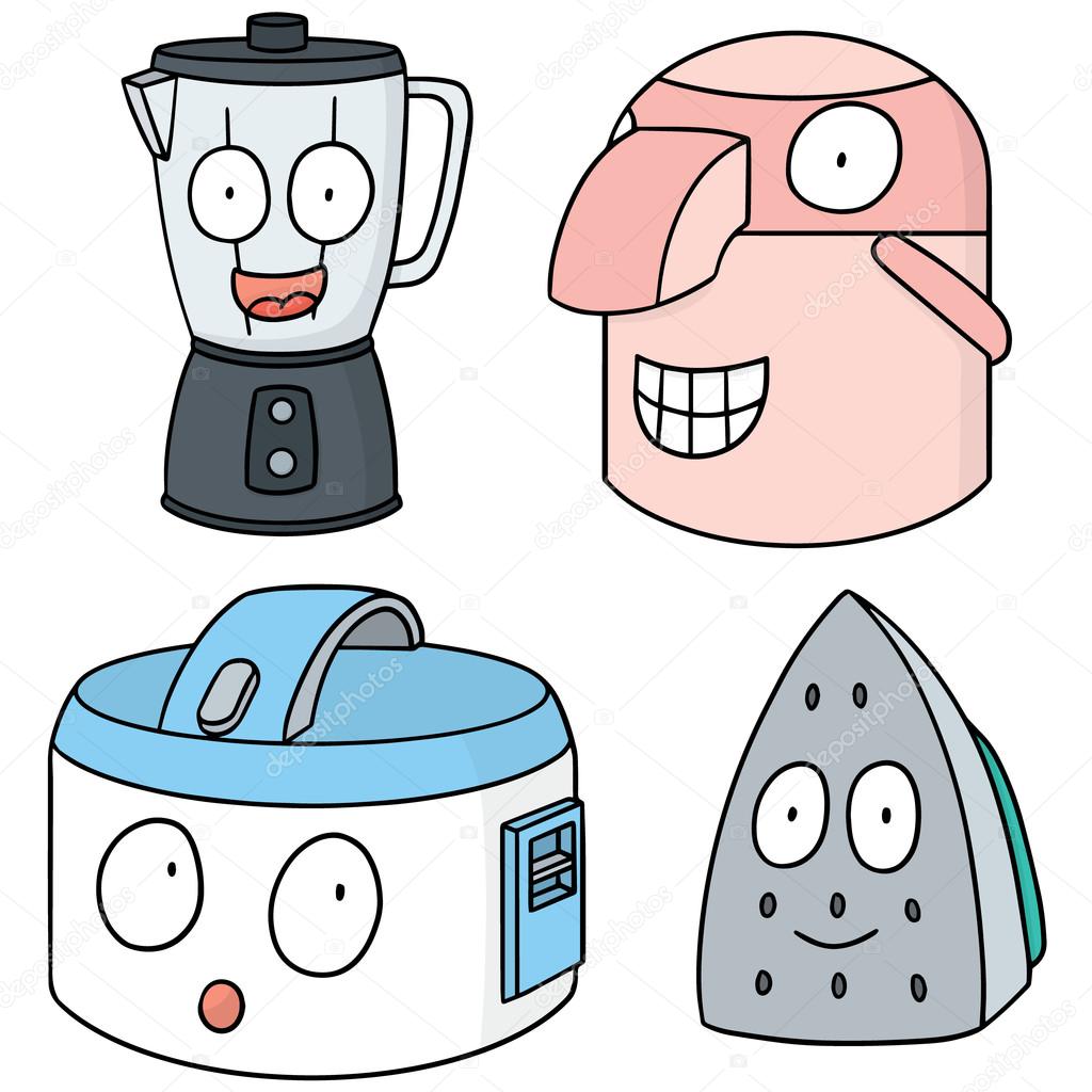 vector set of electrical appliance cartoon