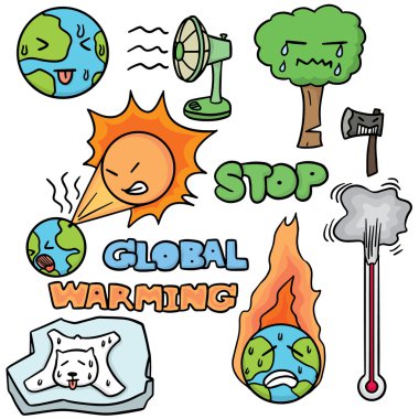 vector set of global warming