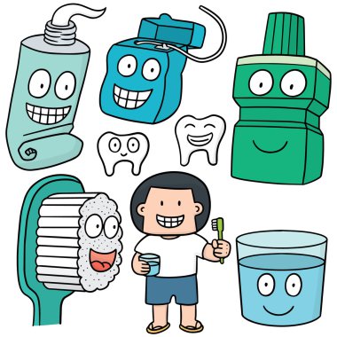 vektör kümesi diş bakım seti