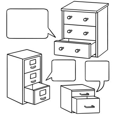 vector set of drawer clipart