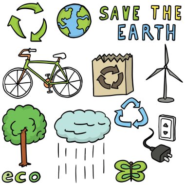 Ekoloji kümesi vektör ve geri dönüşüm simgesi