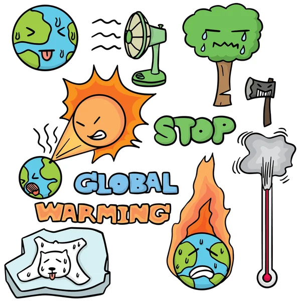 Vector set of global warming — Stock Vector