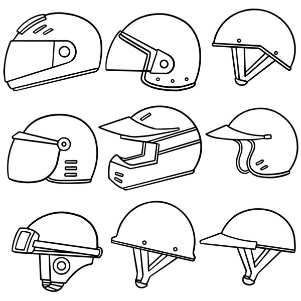vector set of motorcycle helmet