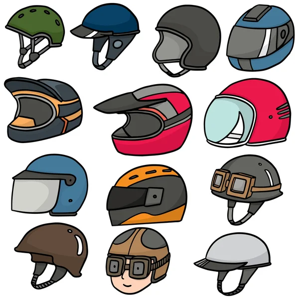 Vector set of motorcycle helmet — Stock Vector