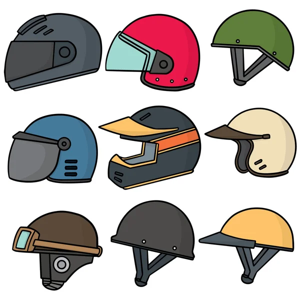 Vector conjunto de casco de motocicleta — Vector de stock