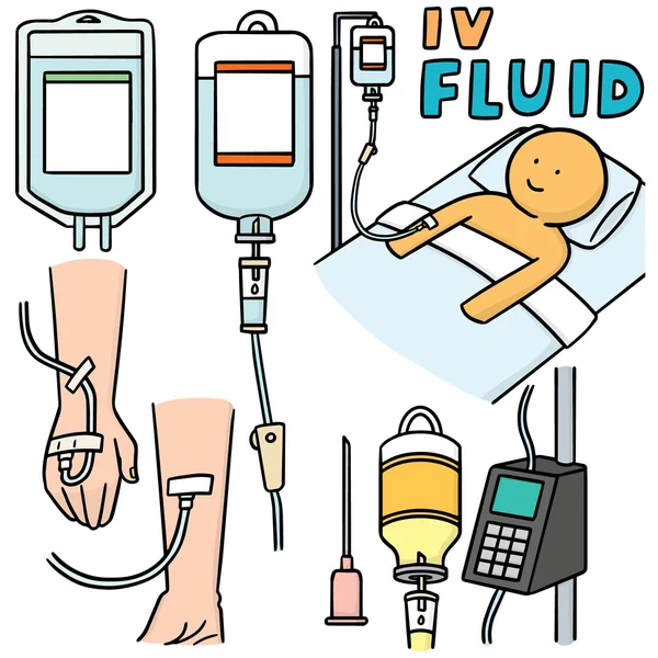 Conjunto vetorial de fluidos intravenosos — Vetor de Stock