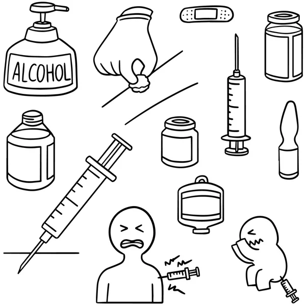 Vector set of injection medicine — Stock Vector