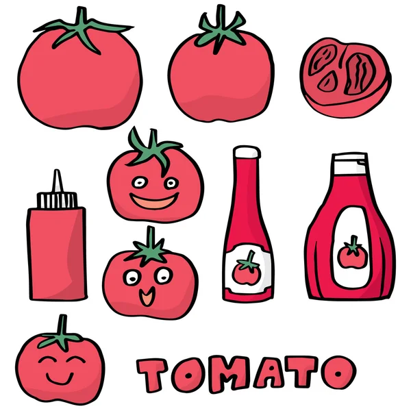 Vektor-Set aus Tomaten und Tomatensauce — Stockvektor