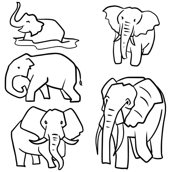 Vector conjunto de elefante — Archivo Imágenes Vectoriales