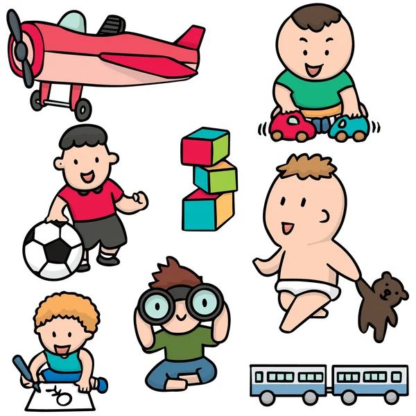 Vector conjunto de niños y juguetes — Archivo Imágenes Vectoriales