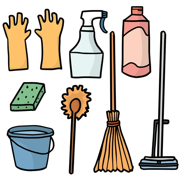 Vector conjunto de suministros de limpieza — Archivo Imágenes Vectoriales