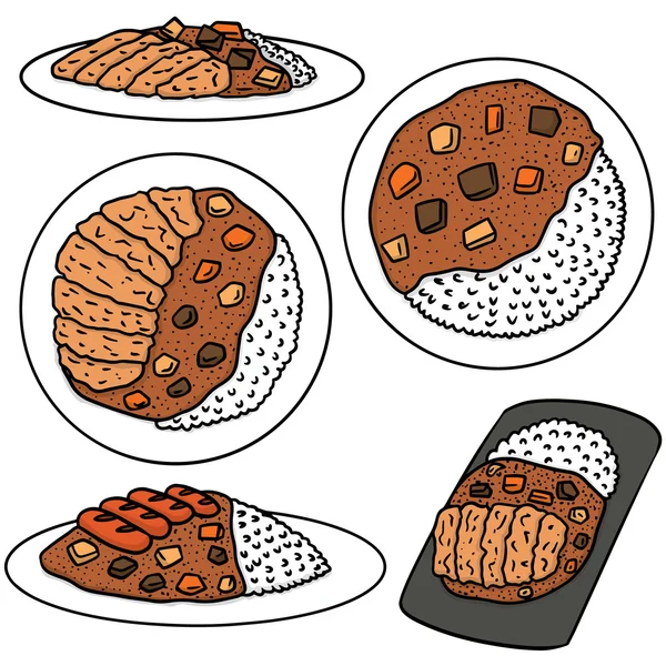 vektör set köri pirinç