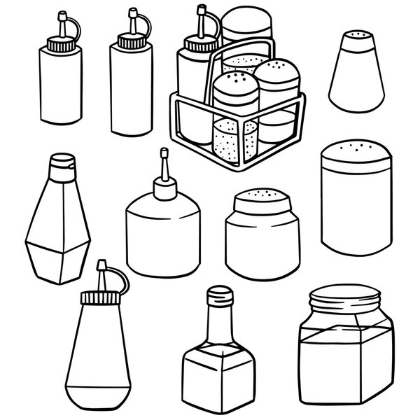 vector set of condiment bottle