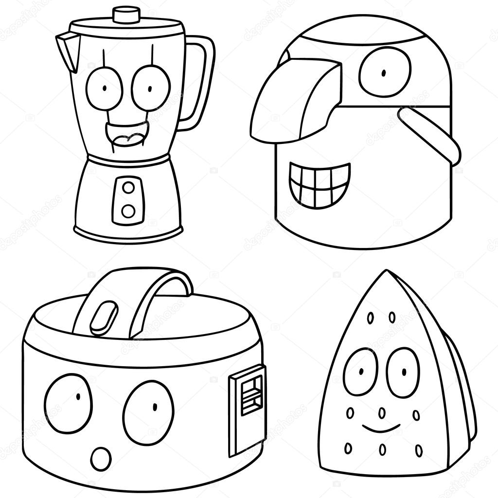 Vector set of electrical appliance cartoon — Stock Vector ©