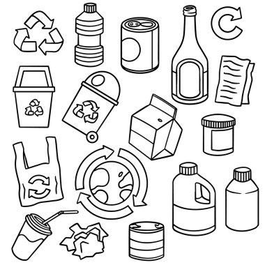 Ekoloji kümesi vektör ve geri dönüşüm simgesi