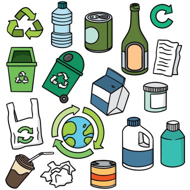 Ekoloji kümesi vektör ve geri dönüşüm simgesi