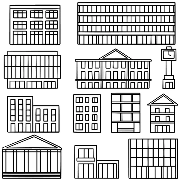 Ensemble vectoriel de bâtiment — Image vectorielle