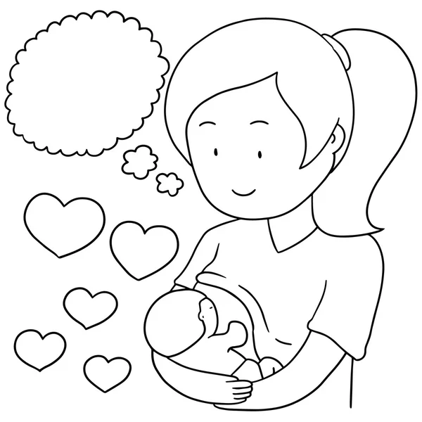 母親と赤ちゃんの母乳のベクトルを設定 — ストックベクタ
