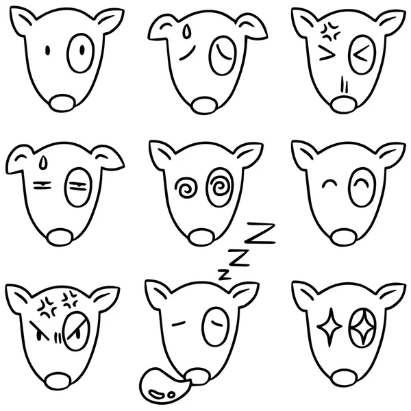 Jeu vectoriel de visages de chien, taureau terrier — Image vectorielle