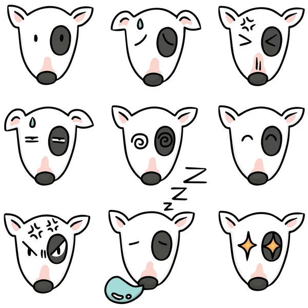 Jeu vectoriel de visages de chien, taureau terrier — Image vectorielle